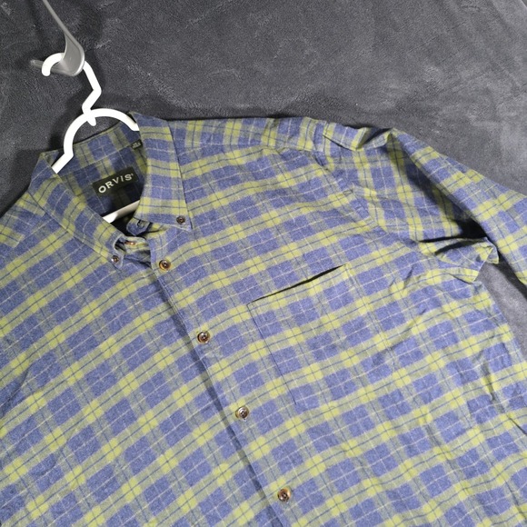 Orvis Shirt Mens XXL Flannel Plaid Button Up Long Sleeve Cotton Casual Outdoor‎ - Picture 1 of 8